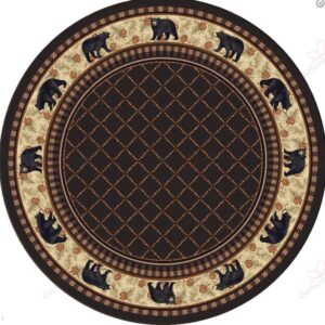 Bear Brown Round Carpet Floor Rug Living Room Bedroom Decor Round Area Rug Carpet