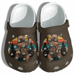 Bear Drinking Camping Shoes Crocs Clog Old Men – Funny Cute Crocs Clog Shoes Gifts For Men Fathers Day