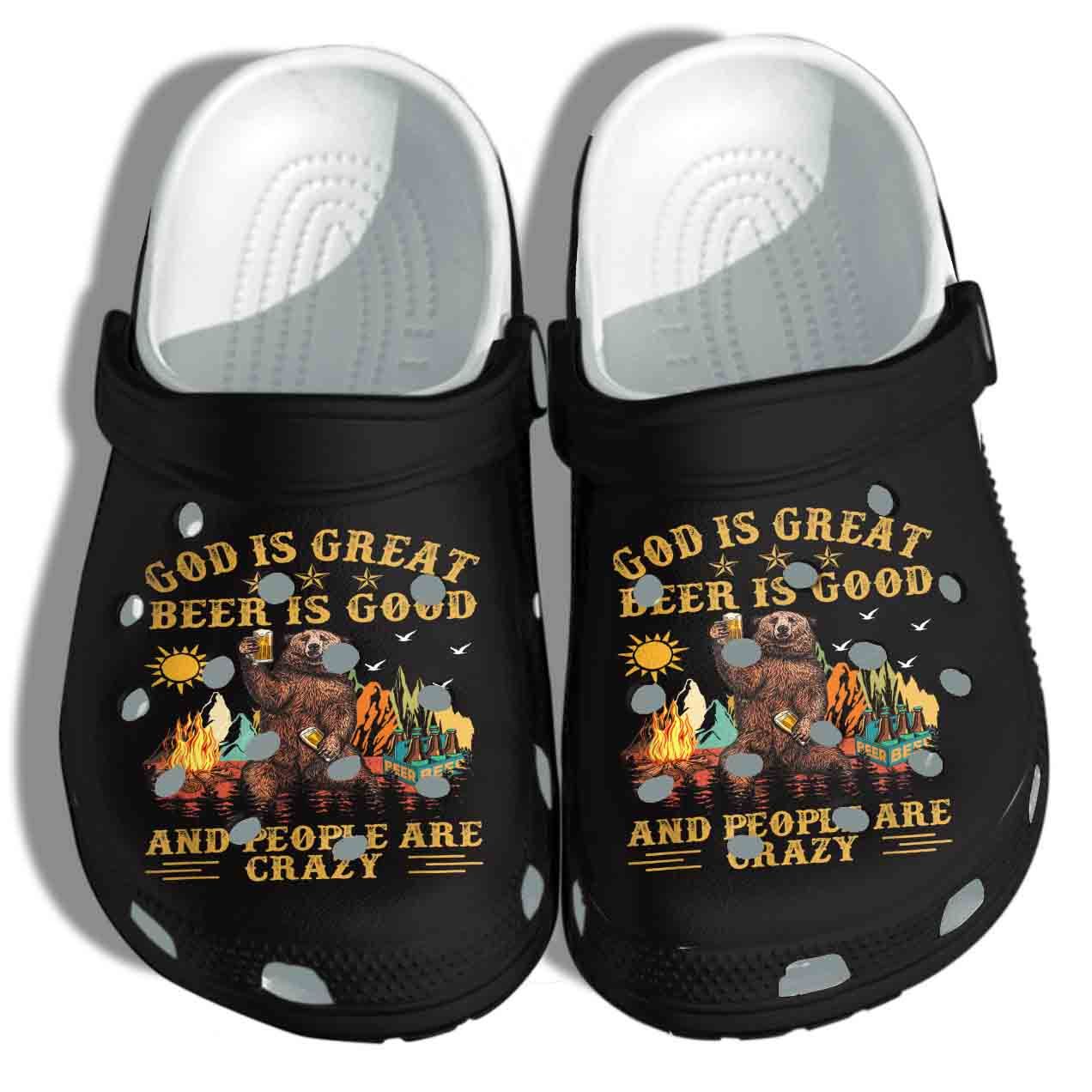 Bear Drinks Beer Shoes – God Is Great Beer Is Great Crocs Clog Clog Birthday Gift For Man Father Son Brother Bear Drinks Beer Shoes – God Is Great Beer Is Great Crocs Clog Clog Birthday Gift For Man Father Son Brother