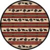 Bear Escapade Lodge Round Carpet Floor Rug Living Room Bedroom Decor Round Area Rug Carpet