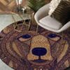 Bear Face Round Carpet Floor Rug Living Room Bedroom Decor Round Area Rug Carpet