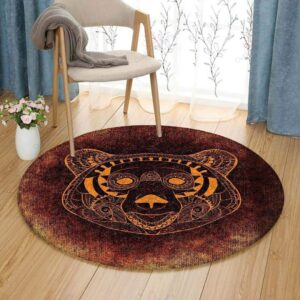 Bear Face Pattern Round Carpet Floor Rug Living Room Bedroom Decor Round Area Rug Carpet
