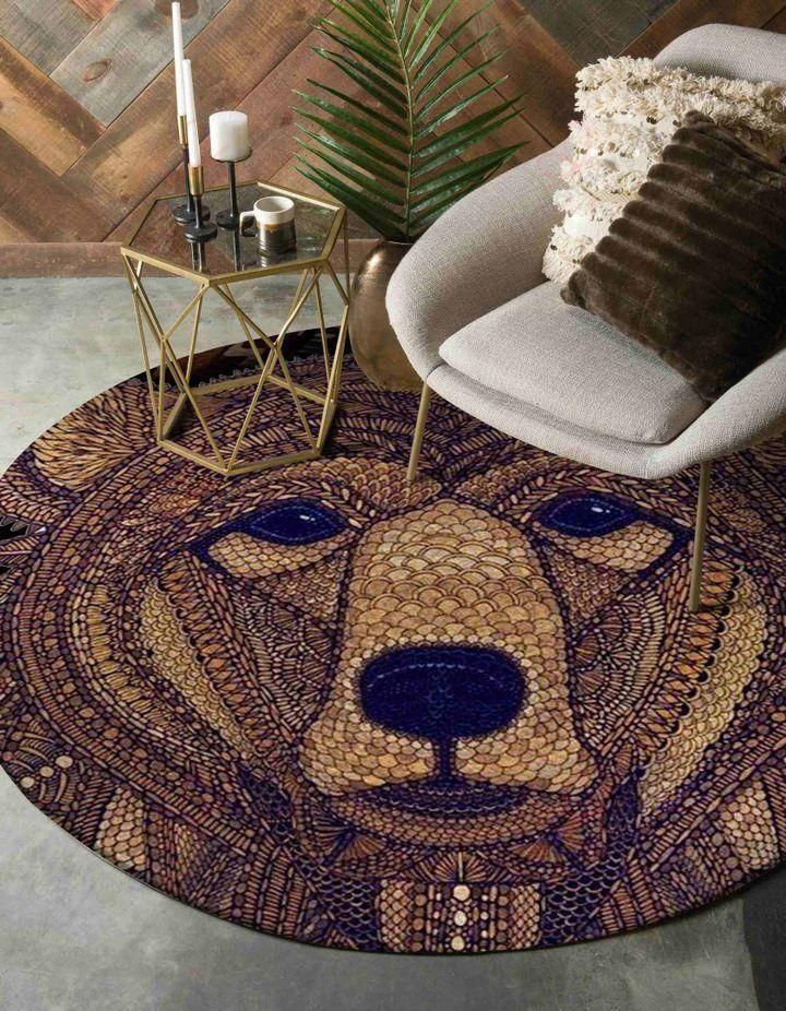 Bear Fish Round Carpet Floor Rug Living Room Bedroom Decor Round Area Rug Carpet Bear Fish Round Carpet Floor Rug Living Room Bedroom Decor Round Area Rug Carpet