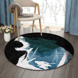 Bear Hunting Round Carpet Floor Rug Living Room Bedroom Decor Round Area Rug Carpet