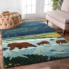 Bear In Lake Rug Sport Decor Gift Floor Decor Living Room Carpet Rug Area Rug - f1d4b06b1f32