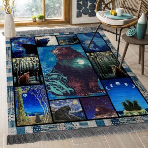 Bear In Night Rug Sport Decor Gift Floor Decor Living Room Carpet Rug Area Rug - f1077f3f7a7a