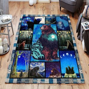 Bear In Night Rug Sport Decor Gift Floor Decor Living Room Carpet Rug Area Rug - a1ea36f00c90