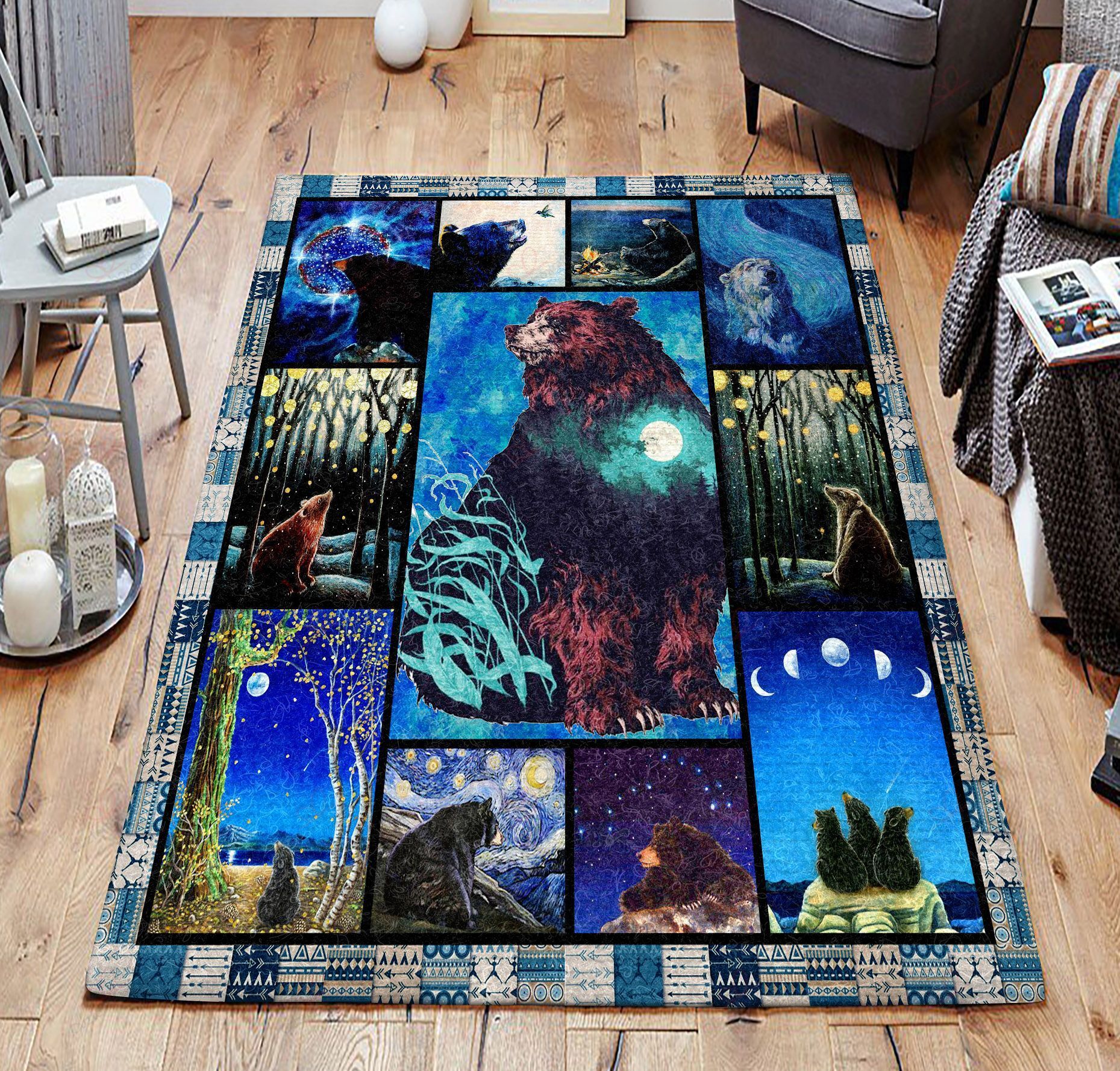 Bear In Night Rug Sport Decor Gift Floor Decor Living Room Carpet Rug Area Rug - a1ea36f00c90 Bear In Night Rug Sport Decor Gift Floor Decor Living Room Carpet Rug Area Rug - a1ea36f00c90