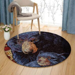 Bear Mama And Baby Round Carpet Floor Rug Living Room Bedroom Decor Round Area Rug Carpet