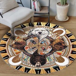Bear Native 1 Round Carpet Floor Rug Living Room Bedroom Decor Round Area Rug Carpet