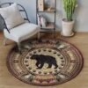 Bear Pattern 1 Round Carpet Floor Rug Living Room Bedroom Decor Round Area Rug Carpet