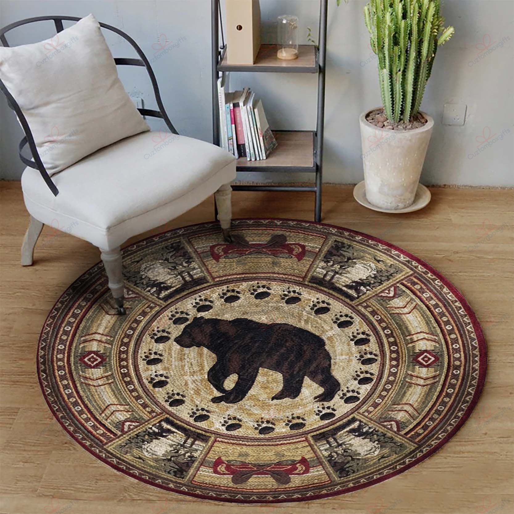 Bear Pattern 1 Round Carpet Floor Rug Living Room Bedroom Decor Round Area Rug Carpet Bear Pattern 1 Round Carpet Floor Rug Living Room Bedroom Decor Round Area Rug Carpet