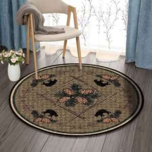 Bear Pattern 2 Round Carpet Floor Rug Living Room Bedroom Decor Round Area Rug Carpet