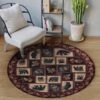Bear Pattern Round Carpet Floor Rug Living Room Bedroom Decor Round Area Rug Carpet