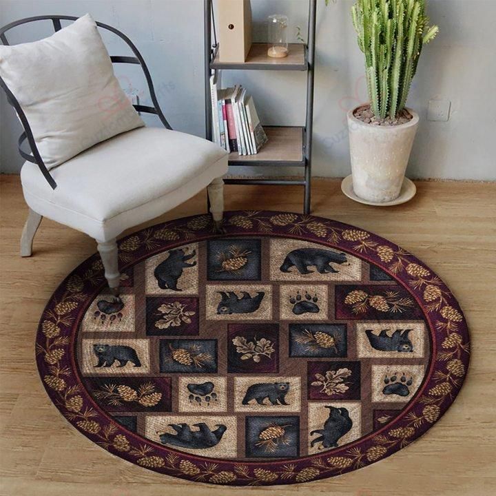 Bear Pattern Round Carpet Floor Rug Living Room Bedroom Decor Round Area Rug Carpet Bear Pattern Round Carpet Floor Rug Living Room Bedroom Decor Round Area Rug Carpet