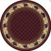 Bear Retreat Rust Round Carpet Floor Rug Living Room Bedroom Decor Round Area Rug Carpet
