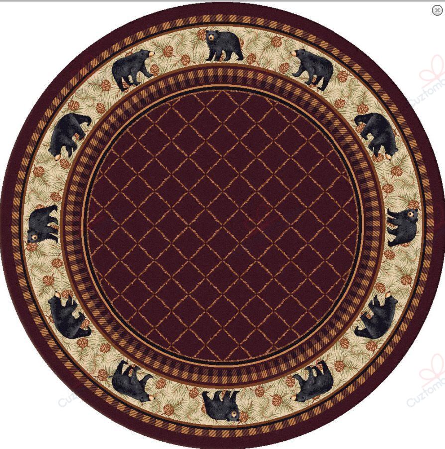 Bear Retreat Rust Round Carpet Floor Rug Living Room Bedroom Decor Round Area Rug Carpet Bear Retreat Rust Round Carpet Floor Rug Living Room Bedroom Decor Round Area Rug Carpet