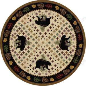 Bear Ridge Natural Round Carpet Floor Rug Living Room Bedroom Decor Round Area Rug Carpet