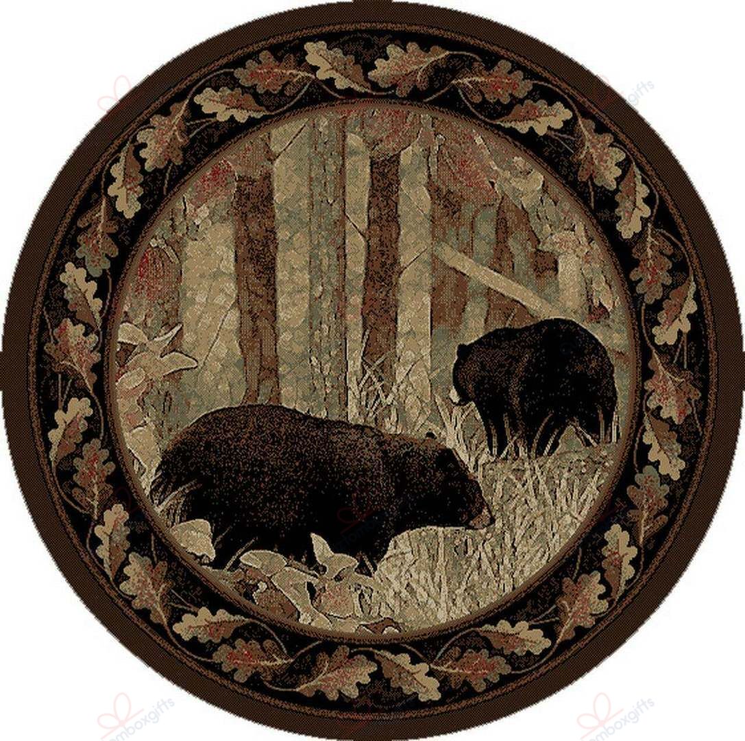 Bear Rustic Round Carpet Floor Rug Living Room Bedroom Decor Round Area Rug Carpet Bear Rustic Round Carpet Floor Rug Living Room Bedroom Decor Round Area Rug Carpet