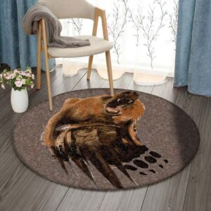Bear Spirit Round Carpet Floor Rug Living Room Bedroom Decor Round Area Rug Carpet