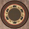 Bear Tracks Lodge Round Carpet Floor Rug Living Room Bedroom Decor Round Area Rug Carpet