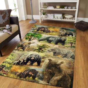 Bear Vintage Pattern Rug Sport Decor Gift Floor Decor Living Room Carpet Rug Area Rug - f0adc87eb0e5