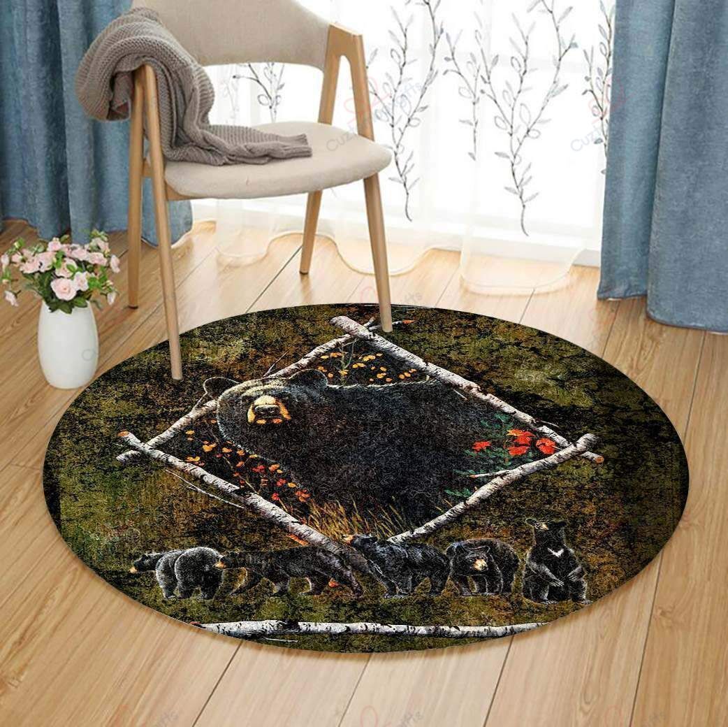 Bears In Forest Round Carpet Floor Rug Living Room Bedroom Decor Round Area Rug Carpet Bears In Forest Round Carpet Floor Rug Living Room Bedroom Decor Round Area Rug Carpet