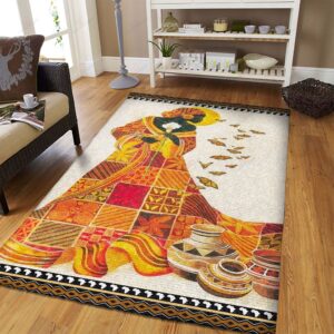 Beautiful African Woman And Butterflies Rug Sport Decor Gift Floor Decor Living Room Carpet Rug Area Rug - aad291541652