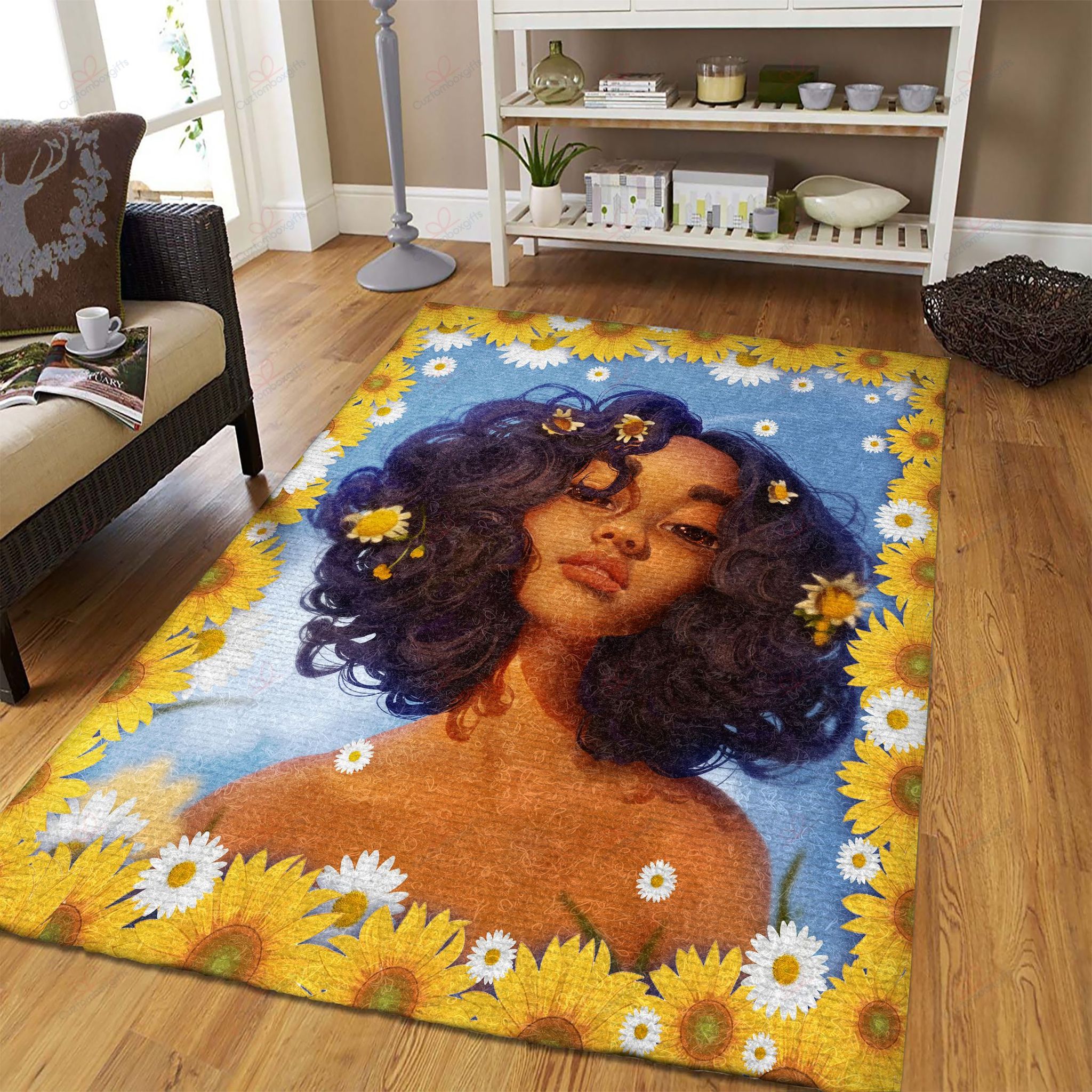Beautiful Black Girl In Daisy And Sunflower World Rug Sport Decor Gift Floor Decor Living Room Carpet Rug Area Rug - 7efce41b64d1 Beautiful Black Girl In Daisy And Sunflower World Rug Sport Decor Gift Floor Decor Living Room Carpet Rug Area Rug - 7efce41b64d1