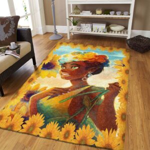 Beautiful Black Woman Sunflower Rug Sport Decor Gift Floor Decor Living Room Carpet Rug Area Rug - 5cea61cffee3