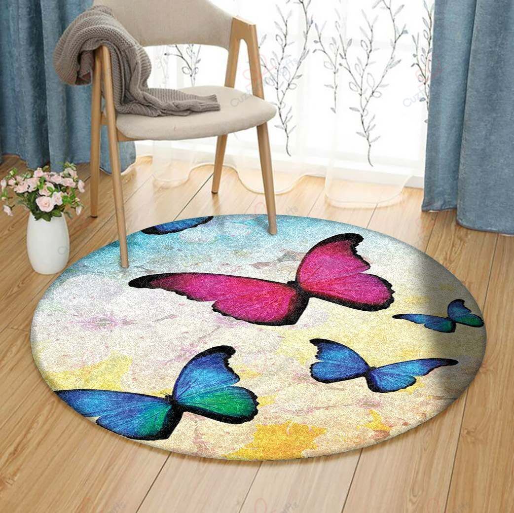 Beautiful Butterfly Round Carpet Floor Rug Living Room Bedroom Decor Round Area Rug Carpet Beautiful Butterfly Round Carpet Floor Rug Living Room Bedroom Decor Round Area Rug Carpet