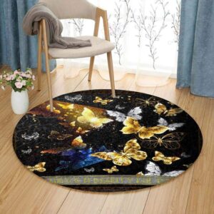 Beautiful Butterfly Round Carpet Floor Rug Living Room Bedroom Decor Round Area Rug Carpet