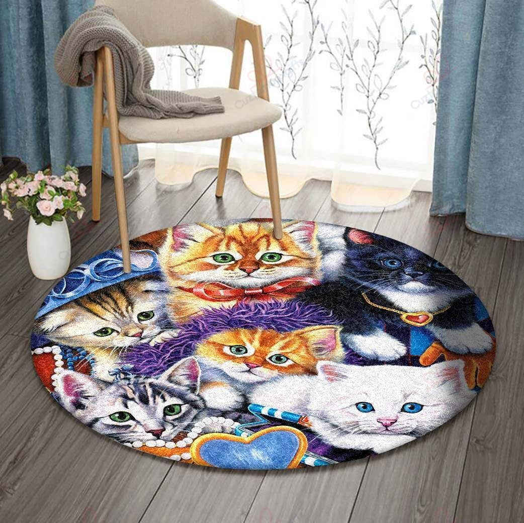 Beautiful Cats Round Carpet Floor Rug Living Room Bedroom Decor Round Area Rug Carpet Beautiful Cats Round Carpet Floor Rug Living Room Bedroom Decor Round Area Rug Carpet