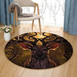 Beautiful Deer Face Round Carpet Floor Rug Living Room Bedroom Decor Round Area Rug Carpet