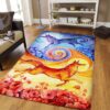 Beautiful Ice Fire Foxes And Flower Rug Sport Decor Gift Floor Decor Living Room Carpet Rug Area Rug - 394e5f345cf6