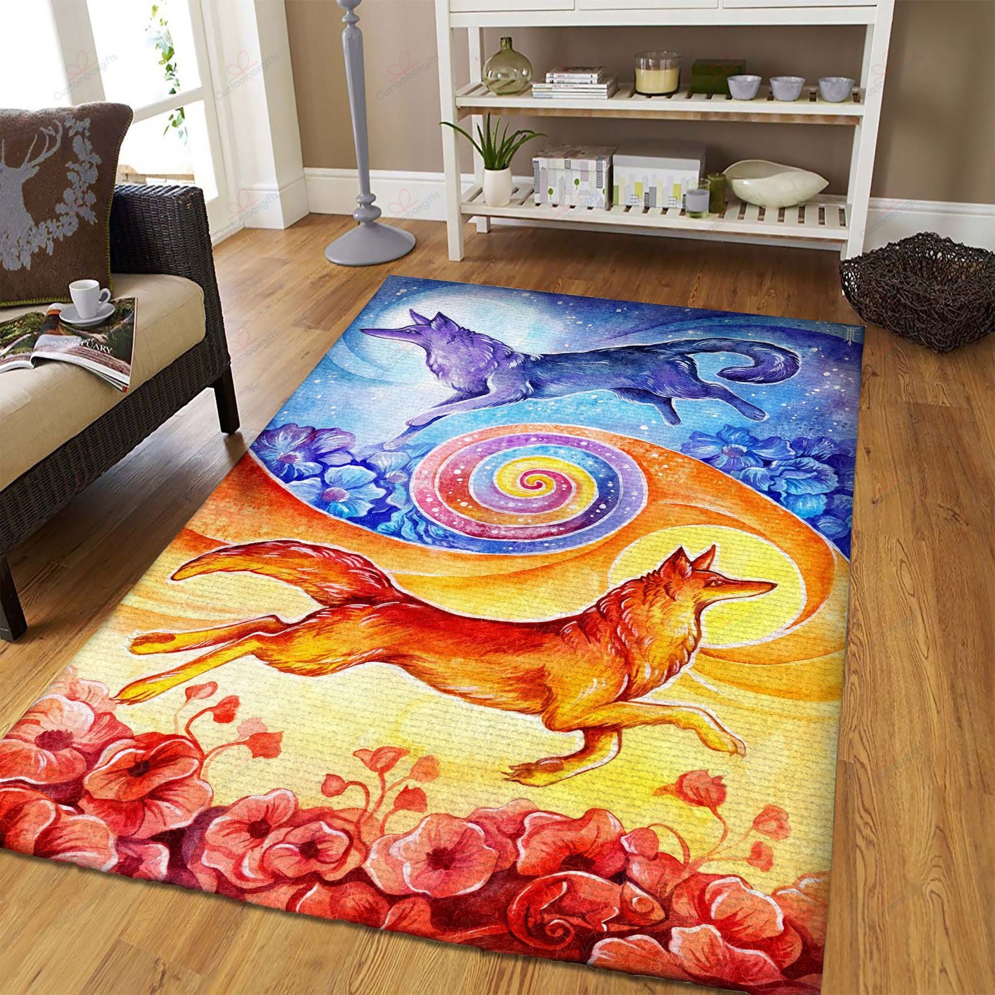 Beautiful Ice Fire Foxes And Flower Rug Sport Decor Gift Floor Decor Living Room Carpet Rug Area Rug - 394e5f345cf6 Beautiful Ice Fire Foxes And Flower Rug Sport Decor Gift Floor Decor Living Room Carpet Rug Area Rug - 394e5f345cf6