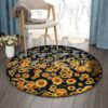 Beautiful Sunflower Forest Round Carpet Floor Rug Living Room Bedroom Decor Round Area Rug Carpet