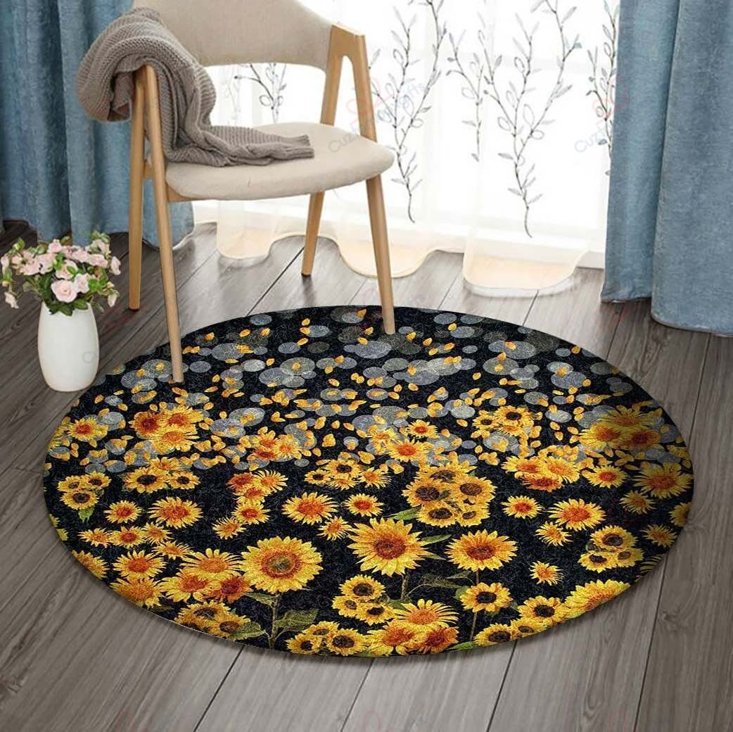 Beautiful Sunflower Forest Round Carpet Floor Rug Living Room Bedroom Decor Round Area Rug Carpet Beautiful Sunflower Forest Round Carpet Floor Rug Living Room Bedroom Decor Round Area Rug Carpet