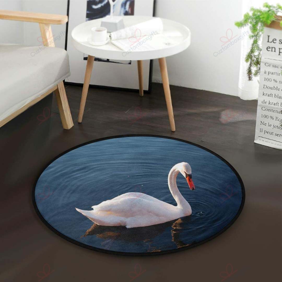 Beautiful White Swan Round Carpet Floor Rug Living Room Bedroom Decor Round Area Rug Carpet Beautiful White Swan Round Carpet Floor Rug Living Room Bedroom Decor Round Area Rug Carpet