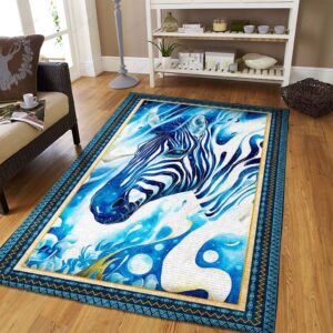 Beautiful Zebra In Blue Rug Sport Decor Gift Floor Decor Living Room Carpet Rug Area Rug - 42872ac702dd
