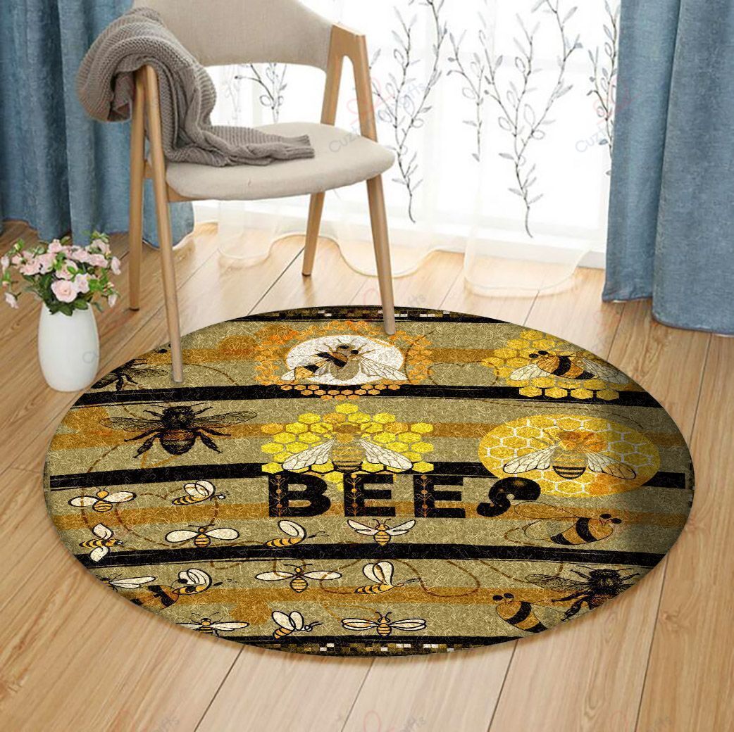 Beauty Bees Round Carpet Floor Rug Living Room Bedroom Decor Round Area Rug Carpet Beauty Bees Round Carpet Floor Rug Living Room Bedroom Decor Round Area Rug Carpet