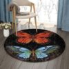 Beauty Butterflies Round Carpet Floor Rug Living Room Bedroom Decor Round Area Rug Carpet
