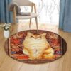 Beauty Cat Round Carpet Floor Rug Living Room Bedroom Decor Round Area Rug Carpet