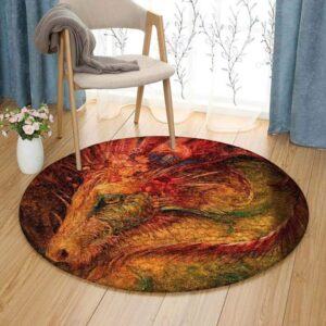 Beauty Dragon Round Carpet Floor Rug Living Room Bedroom Decor Round Area Rug Carpet