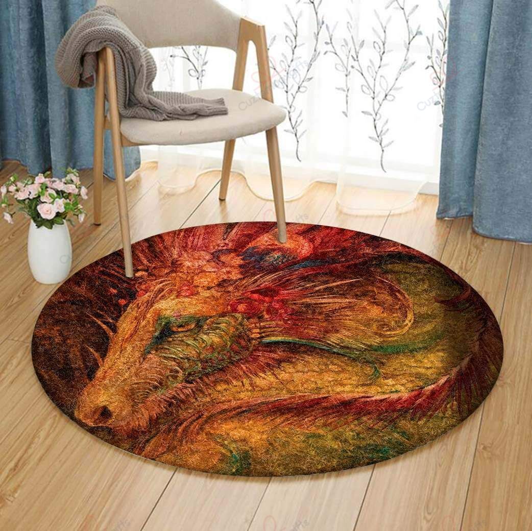 Beauty Dragon Round Carpet Floor Rug Living Room Bedroom Decor Round Area Rug Carpet Beauty Dragon Round Carpet Floor Rug Living Room Bedroom Decor Round Area Rug Carpet