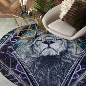 Beauty Lion 2 Round Carpet Floor Rug Living Room Bedroom Decor Round Area Rug Carpet
