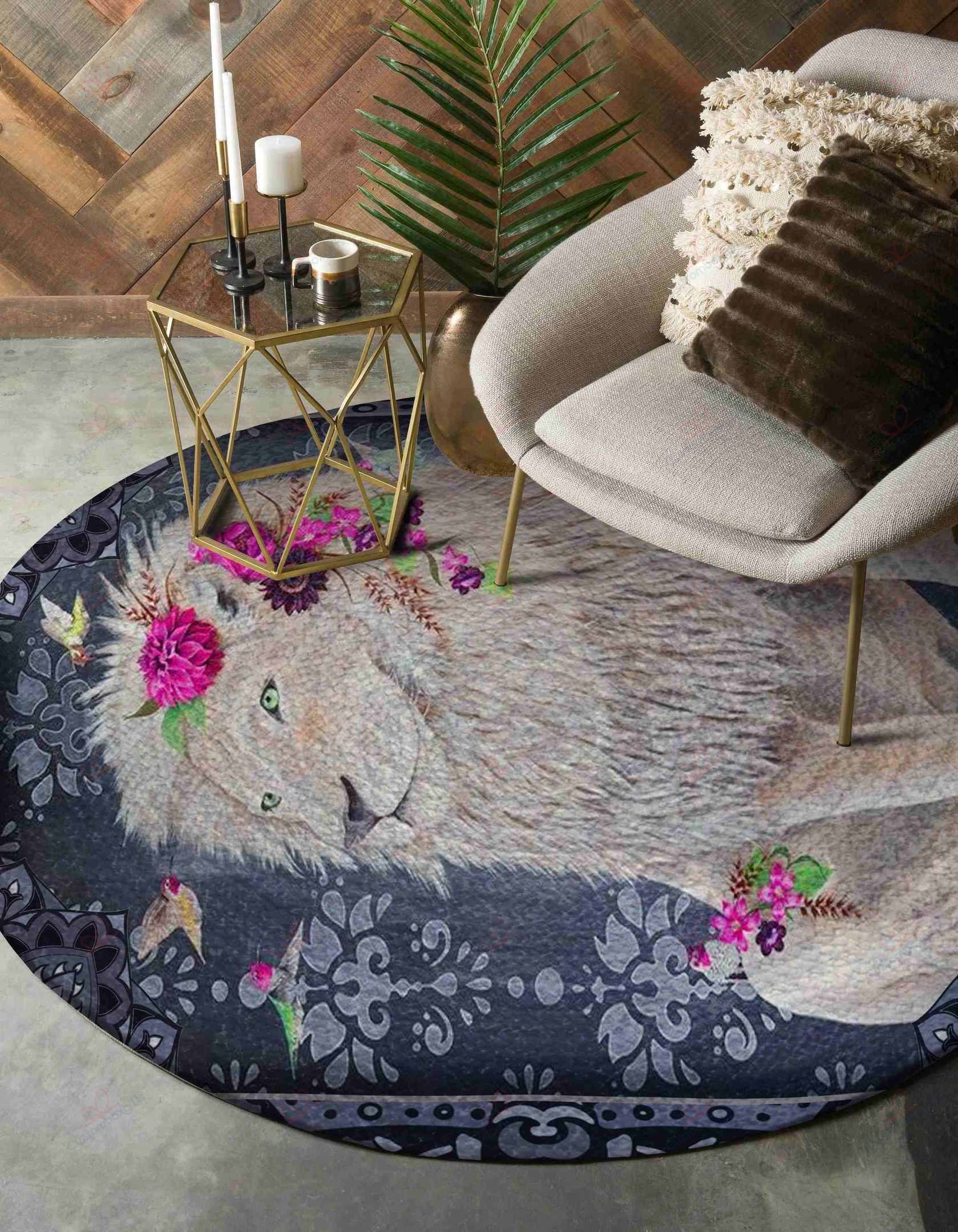 Beauty Lion Round Carpet Floor Rug Living Room Bedroom Decor Round Area Rug Carpet Beauty Lion Round Carpet Floor Rug Living Room Bedroom Decor Round Area Rug Carpet