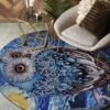Beauty Owl Round Carpet Floor Rug Living Room Bedroom Decor Round Area Rug Carpet