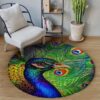 Beauty Peacock 1 Round Carpet Floor Rug Living Room Bedroom Decor Round Area Rug Carpet