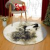 Beauty Wolf Painting Round Carpet Floor Rug Living Room Bedroom Decor Round Area Rug Carpet